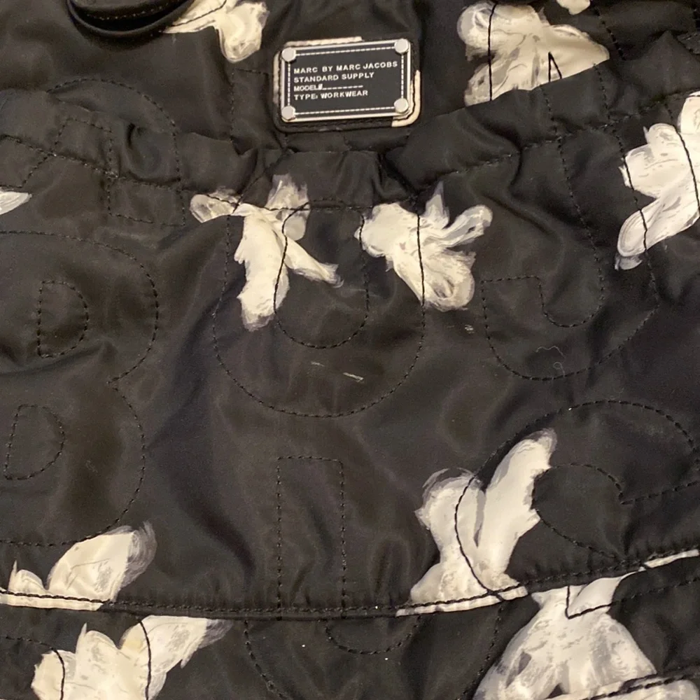 Marc by Marc Jacobs Pretty Nylon Painted Flower Diaper Bag Black - White…